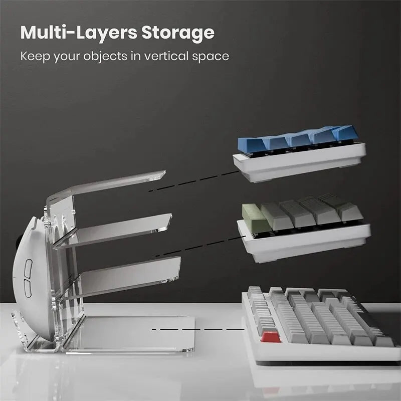 3-Tier Acrylic Keyboard Display Stand Frame Stand Shelf Lightweight Keyboard Storage Tool for Study Room Exhibition Halls