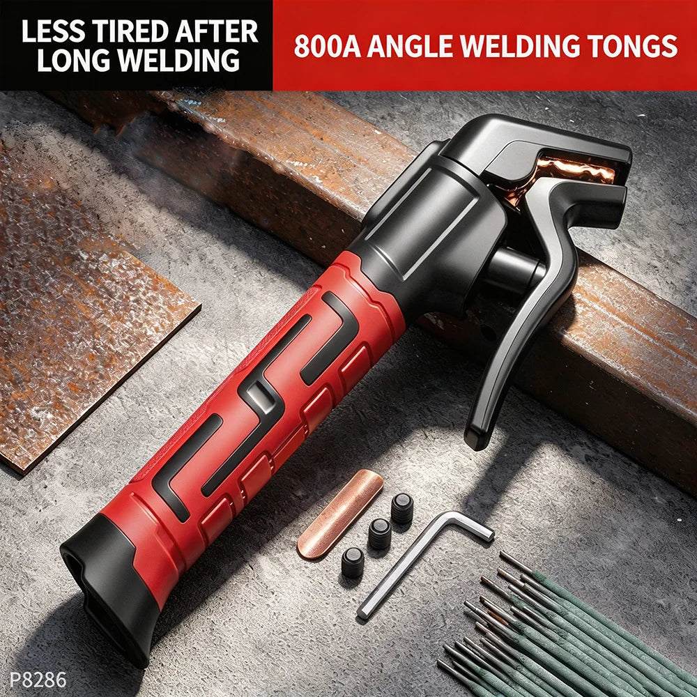 Bent Head Welding Tongs Electrode Holder Heat Resistant Copper Clamp Ergonomic Insulated Handle For Motorcycle Joining Tool