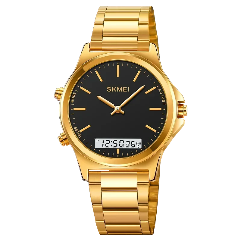 SKMEI 2120 Digital Quartz Watch for Men Waterproof Sport Dual Display Stainless Steel Mens Wristwatches Alarm Clock Reloj Hombre