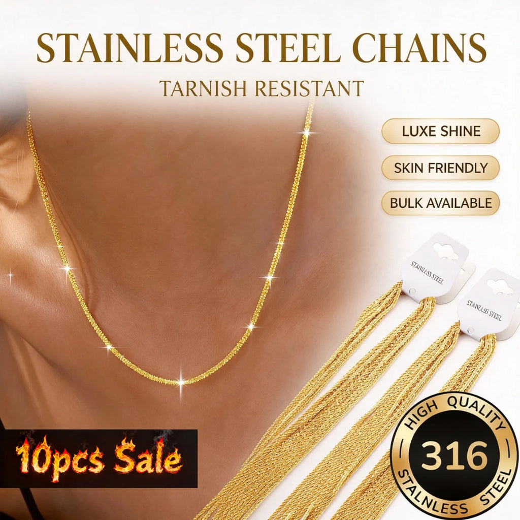 LUXUKISSKIDS 10PCS Shiny Solid Chains Elegant Necklaces for Woman Sparkling Cauliflower Clavicle Choker Simple Wholesale Jewelry