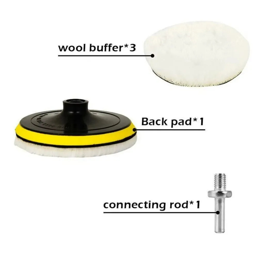 KKJOY 5PCS 4-Inch Flocking Sanding Discs Hook And Loop Buffing Pads Wool Polishing Wheels for Electric Drill And Grinder Tools
