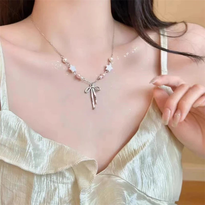 Luxury Crystal Zircon Butterfly Tassel Necklace for Women Elegant Double Layer Clavicle Chain Necklace Party Wedding Jewelry
