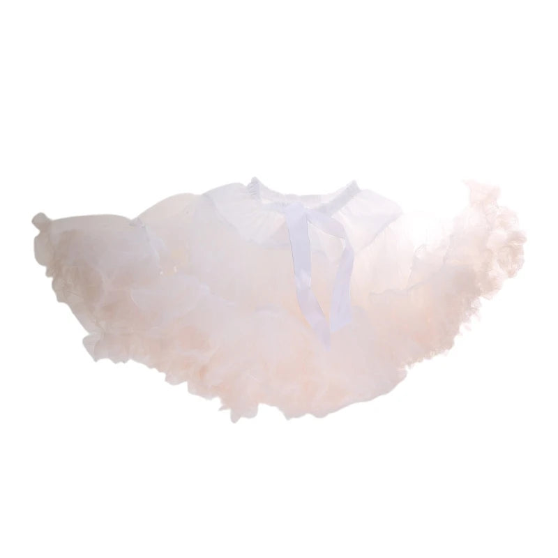 Women Elastic High Waist Ballet Sweet  Tutu Skirt Satin Bowknot Mesh Tulle Fluffy Petticoat Dress Underskirt