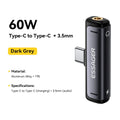 Essager 2-in-1 USB Type C Adapter 60W Charging & Audio Output Converter for MacBook iPhone Xiaomi  USB-C to 3.5mm Headphone Jack
