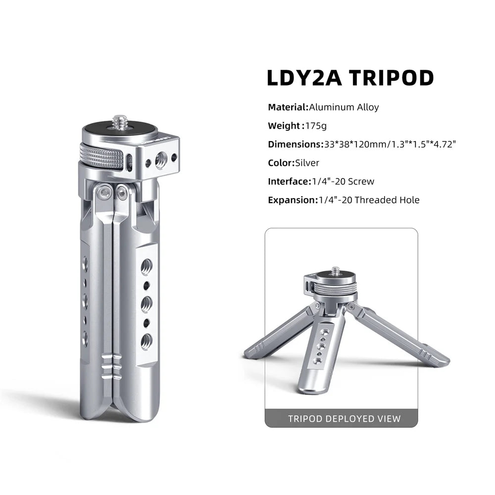 LEAPLIGHT Aluminum Mini Tripod for DJI Osmo Pocket 3/4/4P/360LunaUltra Camera Tripod Handheld Grip w 360° BallHead+Phone Stand