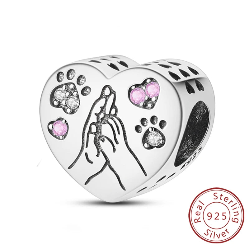 Hot Sale Charm Bead Pendant 925 Sterling Silver Firefly Love Heart Cats Dogs Sunflower Charm for Bracelet Women DIY Jewelry Gift
