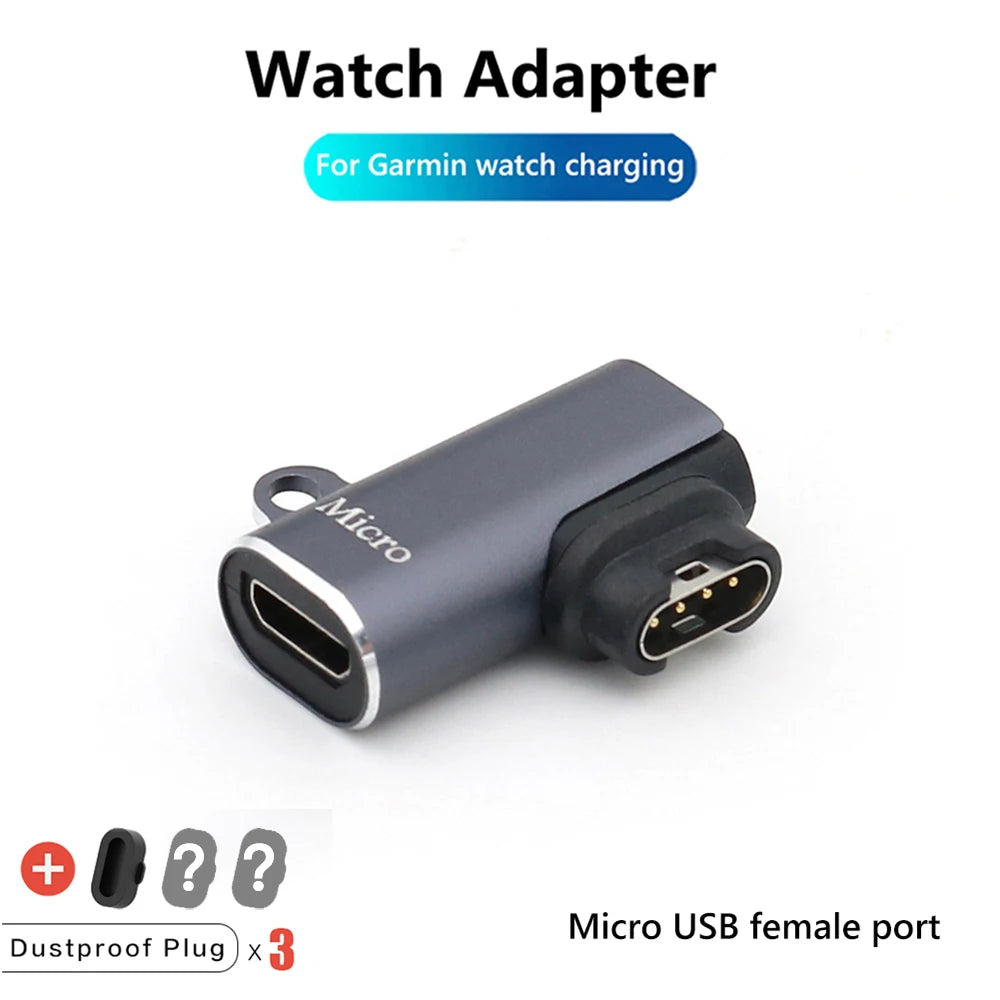 Type C/Micro USB/iOS Charging Portable Adapter For Garmin Fenix 8 7 7S 7X 6 6S 6X 5 5S 5X Venu 2 Smart Watch Charger Converter