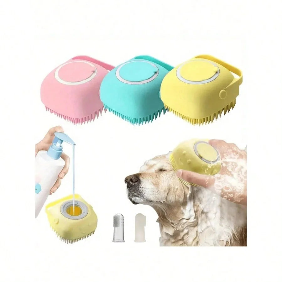 Pet Shampoo Brush,Dog/Cat Bath Brush, Silicone Pet Brush With Shampoo Dispenser,Pet Grooming,Silicone Massage Rubber Bath Comb With Shampoo Dispenser,Dog Brush, Cat Brush,Cat Bath, Dog Bath,Dog/Puppy Massage Brush,Pet Silicon