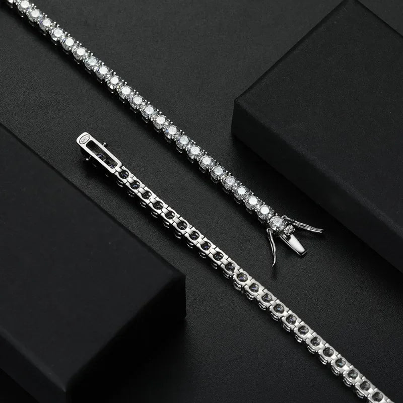 Factory Price D VVS1 Moissanite Tennis Bracelet 925 Sterling Silver Single Row Classics with GRA Bracelets for Women Man Jewelry