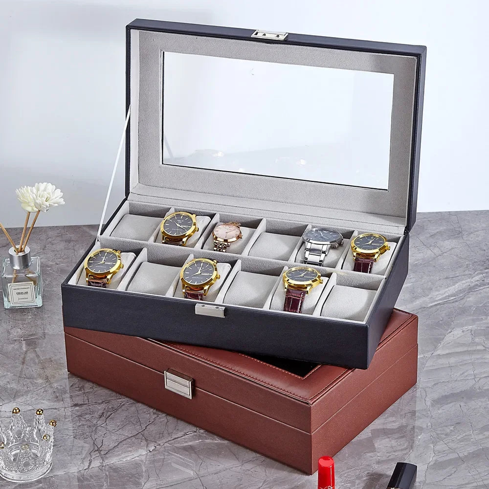 6‑Slot Watch Storage Box, Wristwatch Case for Mechanical Watches, High‑End Men's Watch Collection and Display Box