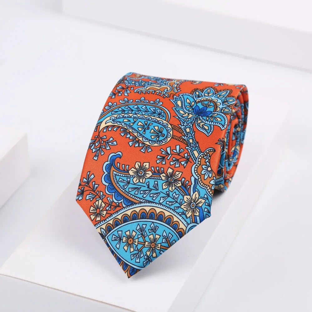 Men's Super Soft Silk Touch Ties Floral Paisley 8cm Necktie For Men Wedding Business Gravata Novelty Printing Neck Ties