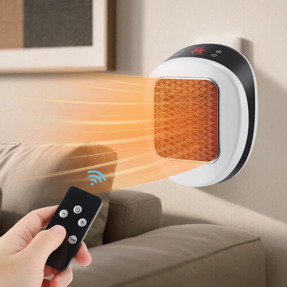 NEW 800W PTC Ceramic Portable Electric Heater Wall Mounted Heating Fan with Remote Control for Small Bathroom