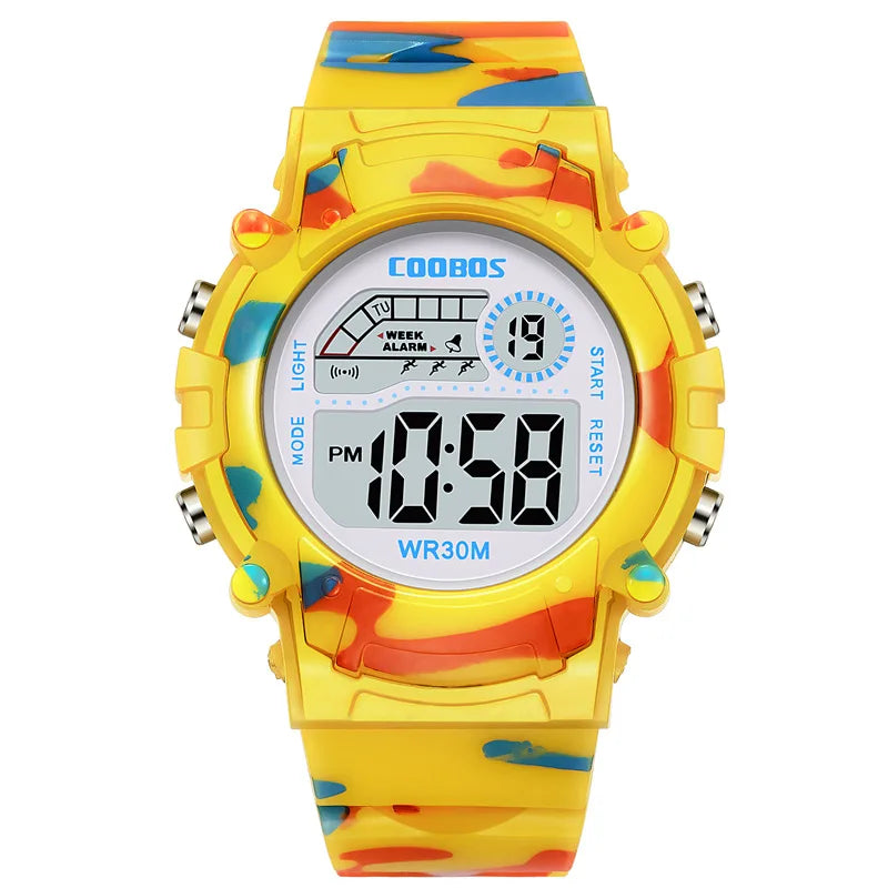 COOBOS Children Watch Navy Blue Camouflage Kids Watch Sport LED Digital Watch Waterproof Luminous Watches For Student Boys Girls