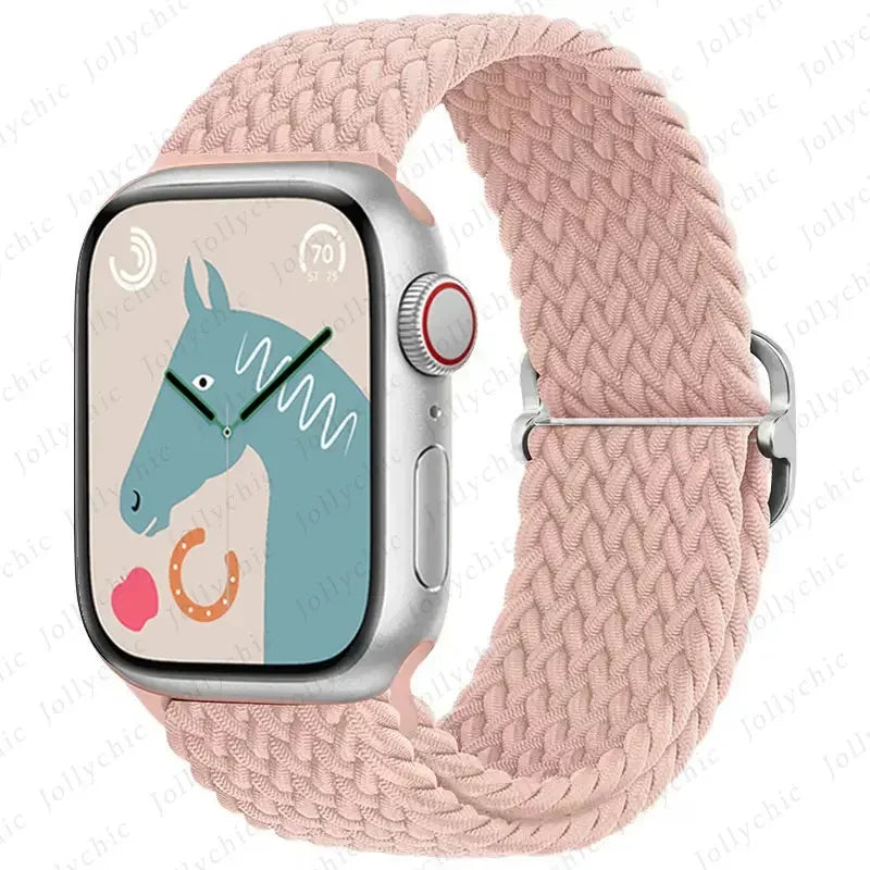 Braided Loop for Apple Watch Strap 44mm 40mm 45mm 41mm 42mm 38mm 49mm Elastic Solo Bracelet IWatch Series 7 Se 3 6 Ultra 8 Band
