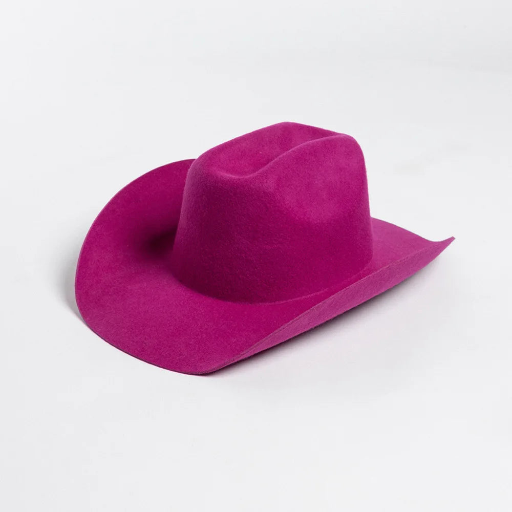 100% Wool Western Cowboy Hat Women Men Autumn Winter Casual Felt Cowgirl Hat Outdoor Sunshade Warm Concave Shape Fedoras Top Hat