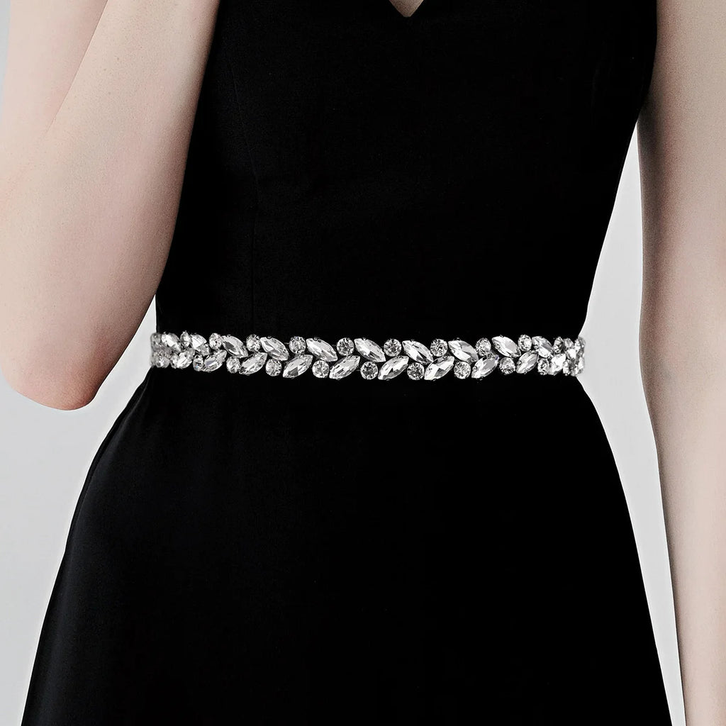 Luxury Crystal Belt Fashion Viscose Bride Belt Handmade Wedding Waist Chain For Women Sparkling Rhinestone Sash Accessories