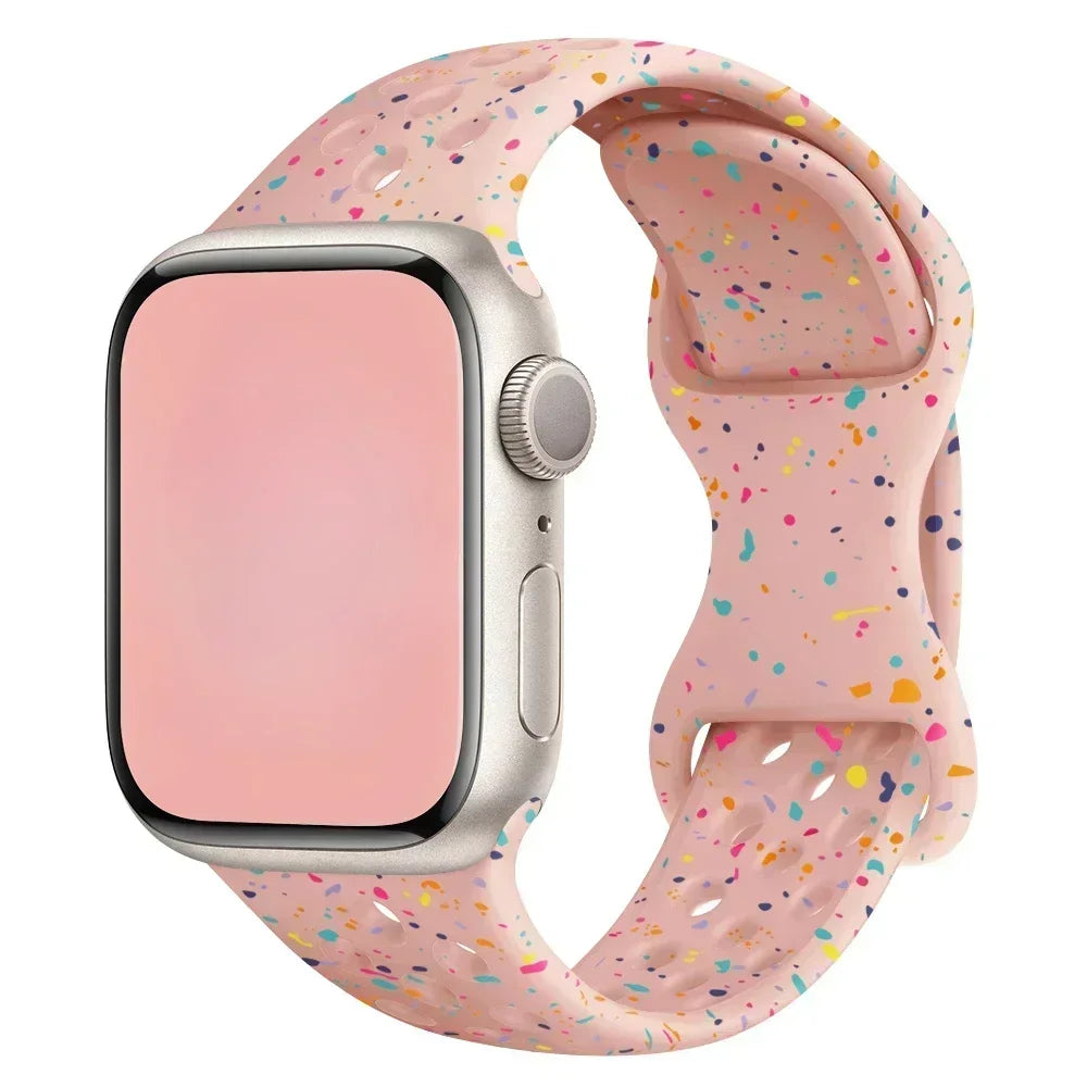Original Silicone Strap For Apple Watch Band 49mm 44mm 45mm 40mm 42mm Breathable Correa for iWatch Series10 9 8 SE 7 6 Ultra