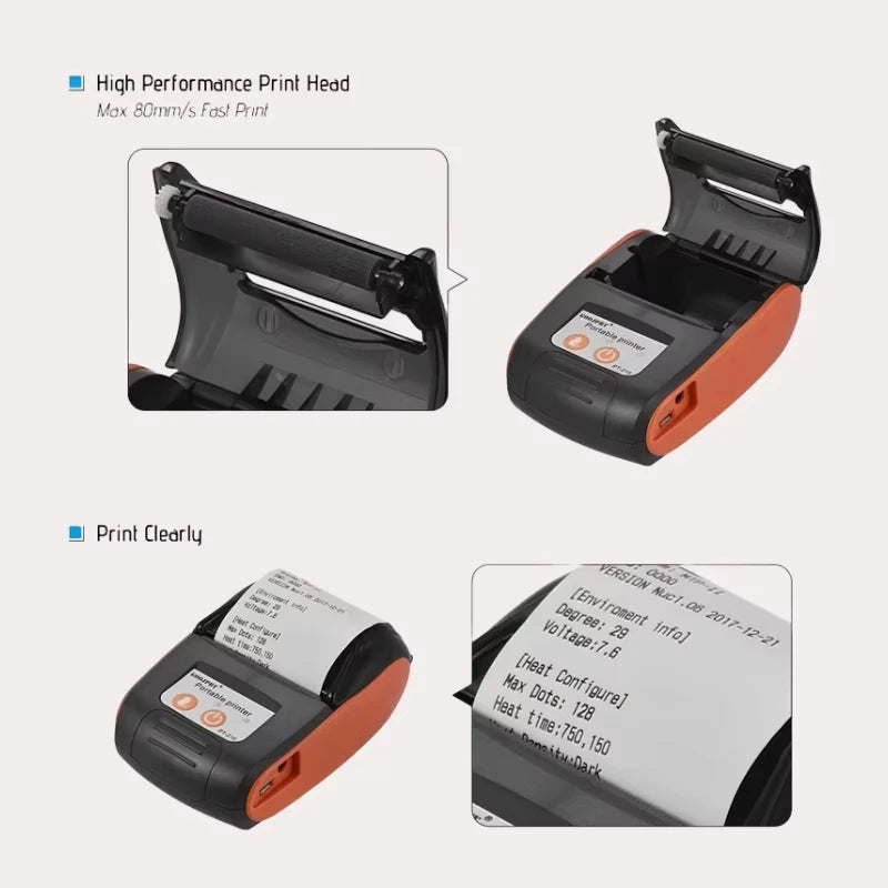 GOOJPRT 58mm Mini Thermal Receipt Printer Portable Inkless Bluetooth Ticket Bill POS Printer For Business Printing Wholesale