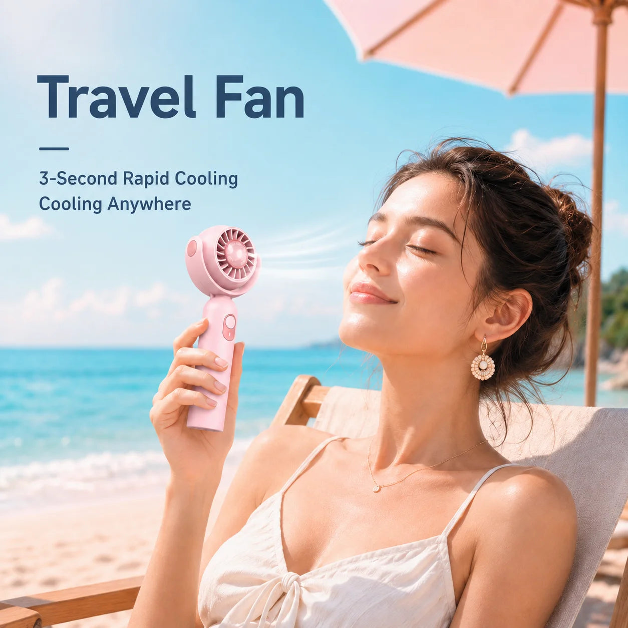 Portable Handheld Fan, Foldable Turbo Mini Fan with Strong Wind, Ultra Quiet Personal Cooling for Travel Office Outdoor, Cherry Blossom Pink