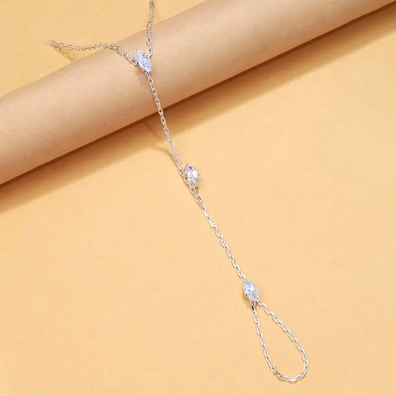 Bohemia Shiny Rhombus Crystal Bracelet  for Women Simple Thin Chain Finger Bracelet Jewelry Accessories Gift 2025 New