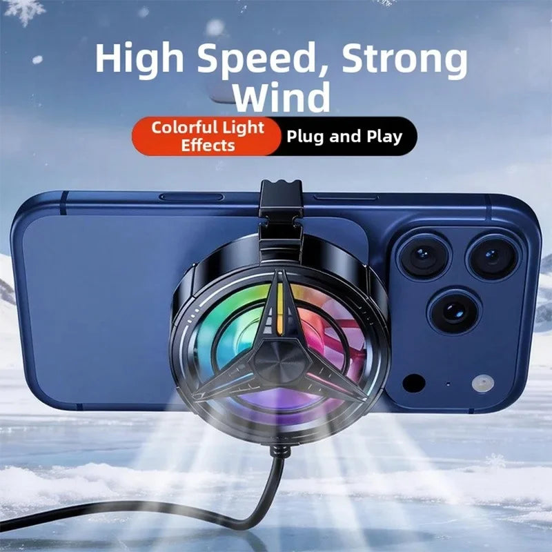 For Gaming Phone Cooler Fan With USB Power Input Smart Thermal Regulation And RGB LED Lights For Immersive Play New