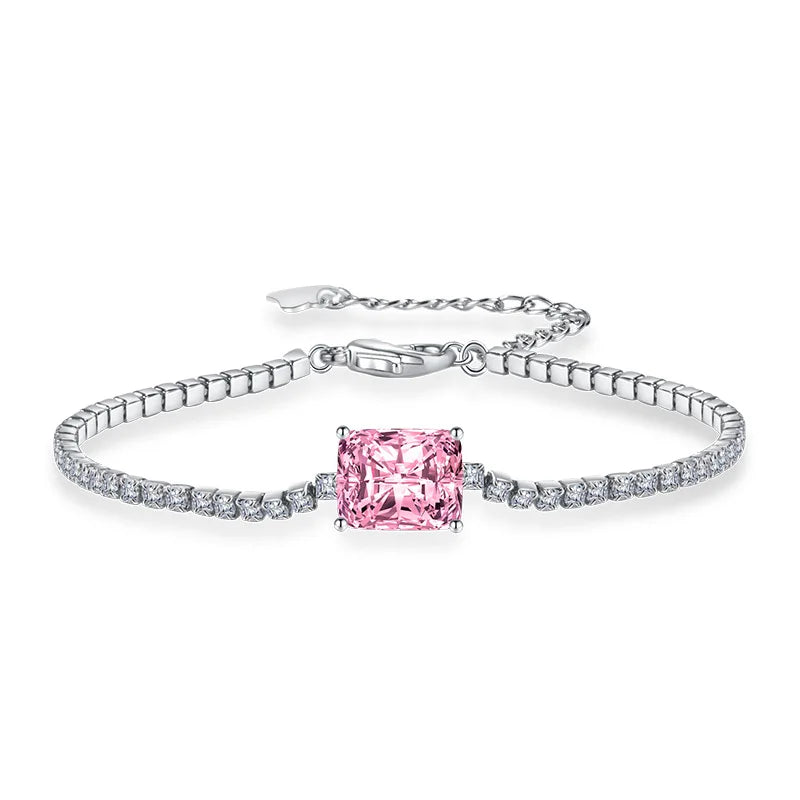 Nice Moissanite Tennis Bracelets for Women Luxury Wedding Engagement Jewelry 925 Sterling Silver Bangles Plated 18K white gold