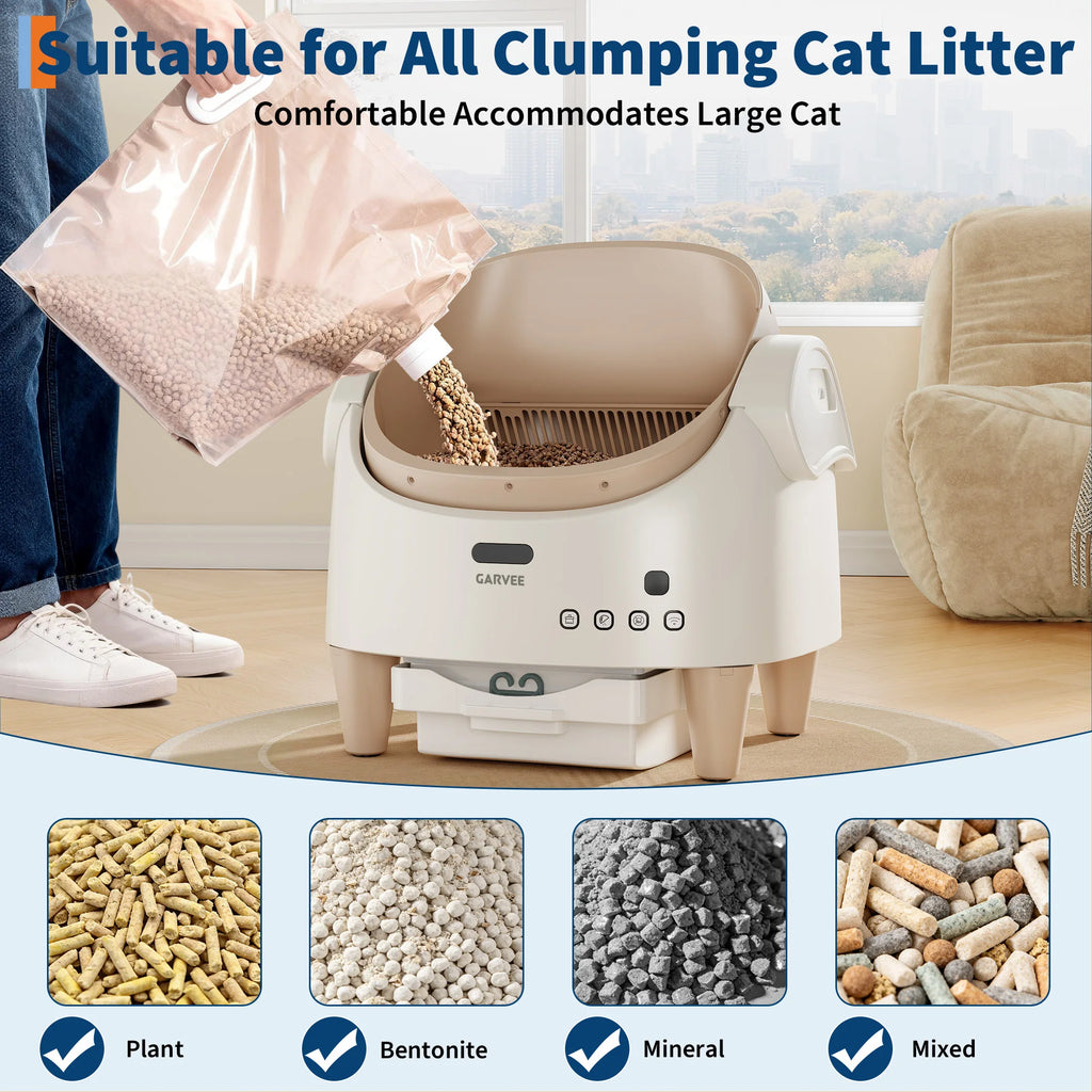 Self Cleaning Smart Litter Box APP Controlled Automatic Odor-Free Cat Toilet with Large Waste Bin for Single Multi Cats