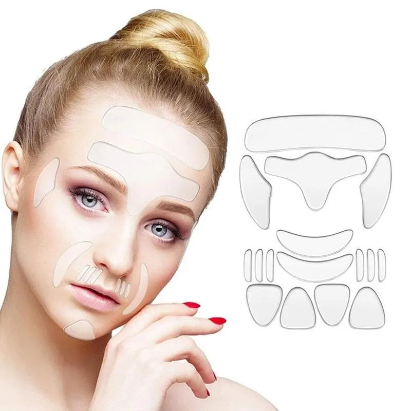 16 Pcs Anti Wrinkle Sticker Silicone Reusable Face Forehead Neck Skin Care Lifting Patch Anti Aging Faci Facial Firming Pad