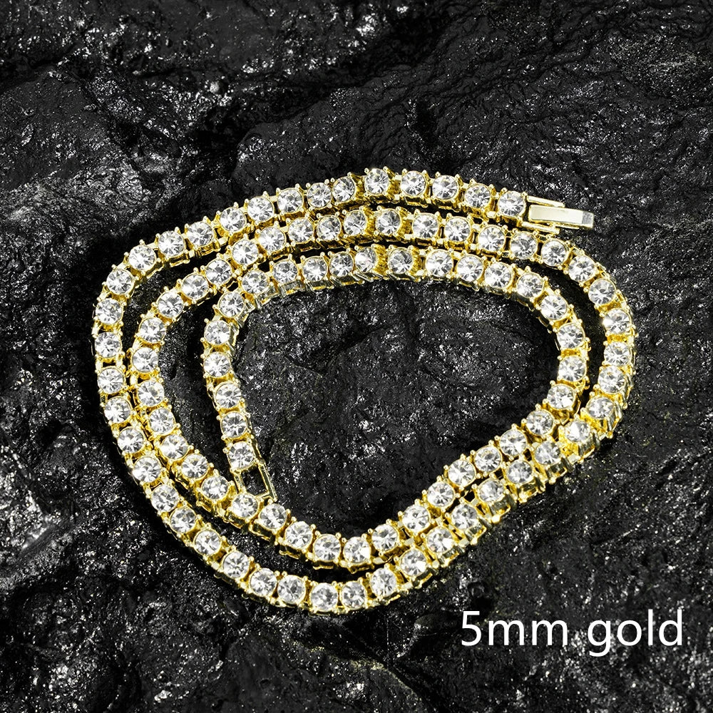 4MM 5MM Bracelet Necklace for Women Men Iced Out Tennis Chain Fashion Hip Hop Chain Jewelry for Men Necklace Accessories