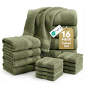 16 Piece 100% Cotton Towel Set, Soft Absorbent Quick Dry Bathroom Towels for Home Use