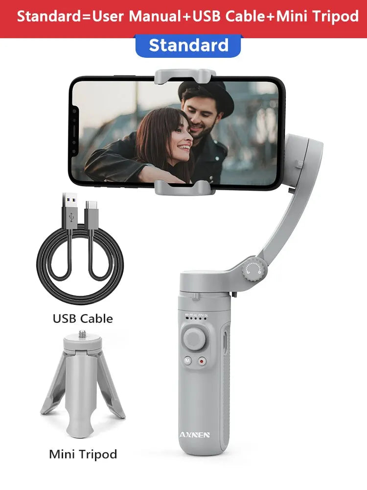 HQ3 3-Axis Gimbal Stabilizer for Smartphone Foldable Handheld Phone Video Record Vlog Anti-Shake Stabilizer for iPhone Android