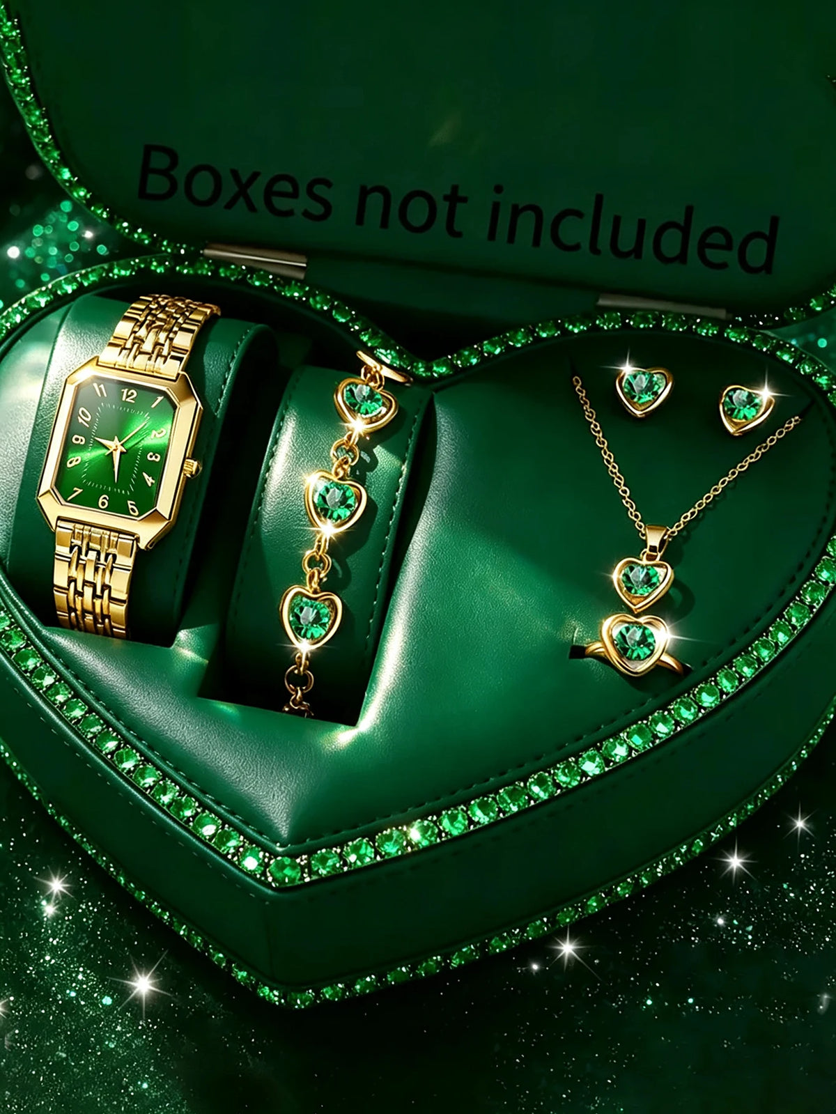 Ladies Quartz Watch Set with Embedded Jewelry Birthday Gift Not Including Box Elegant Timepiece And Accessory Combo