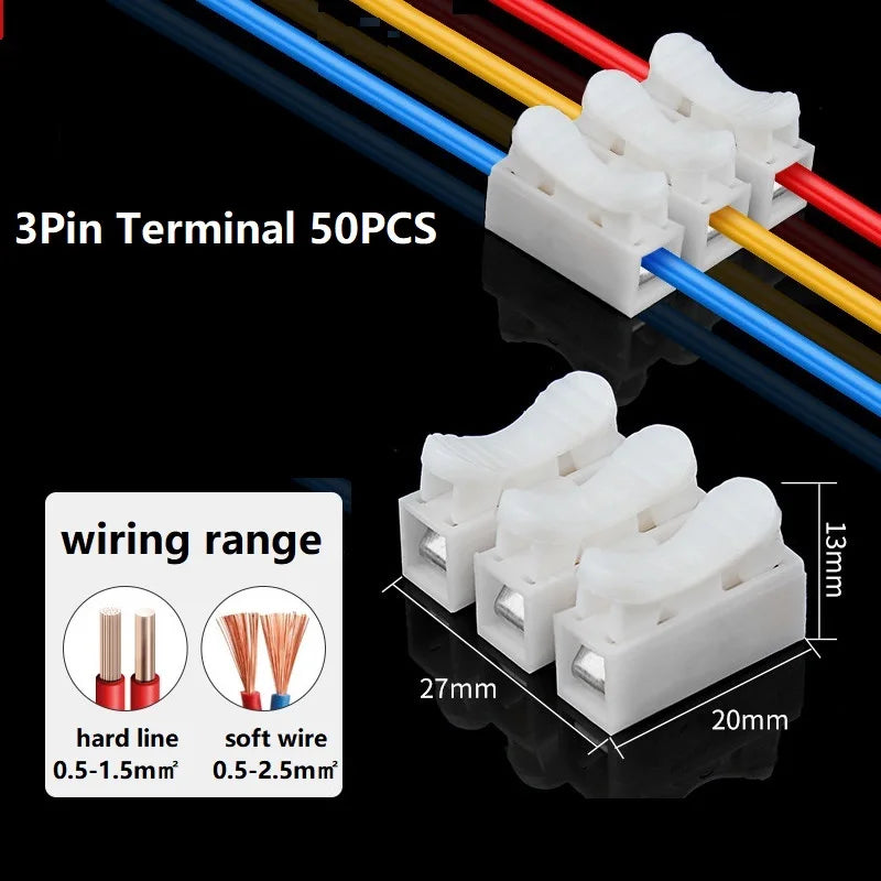 Quick Wire Connectors 1P 2P No Soldering Required Spring Clamp Cable Terminals Screwless Terminal Block for Electronics
