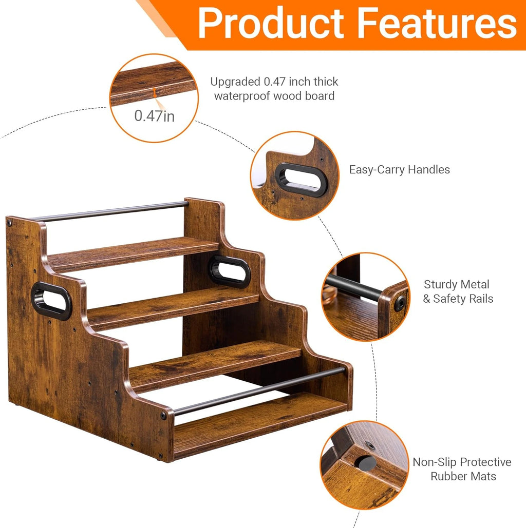 Liquor Bottle Display Shelf, Coffee Syrup Rack Organizer, 3 Step Countertop Liquor Wine Rack, Mini Bar, Liquor Cabinet, Home Retro Bar Shelf Stand for Liquor Whiskey, Spirits