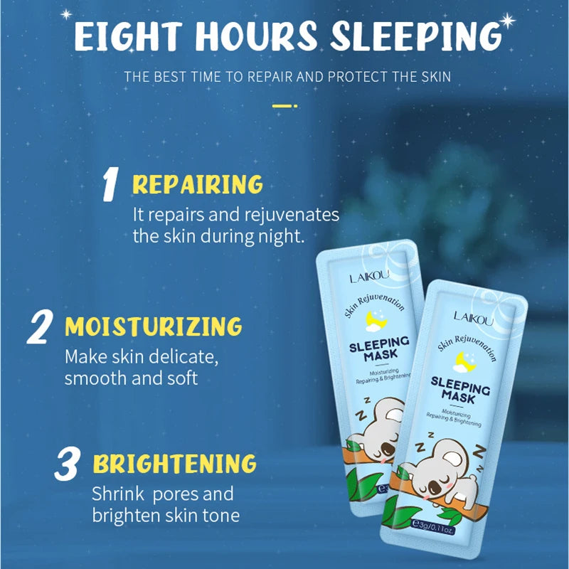 LAIKOU Single Sachet Sleeping Mask 7 Formulas No Wash Hydrating Repair Overnight Travel Skin Care For Dry Sensitive Skin