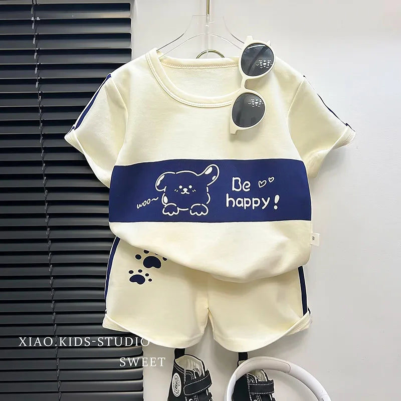 Children's Sets Mother Kids Clothes Boys Girl T-shirt Shorts 2PCS Short Sleeve Baby Children Clothing Toddler Suit Suit Striped