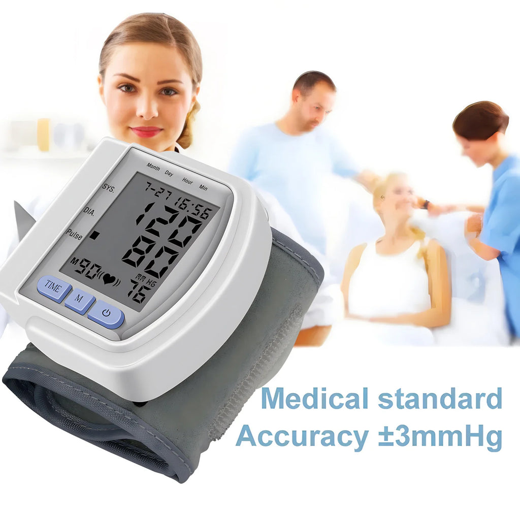Wrist Digital Blood Pressure Monitor Medical Tonometer Automatic Tonometer Meter Tensiometer Pulse Rate Meter BP