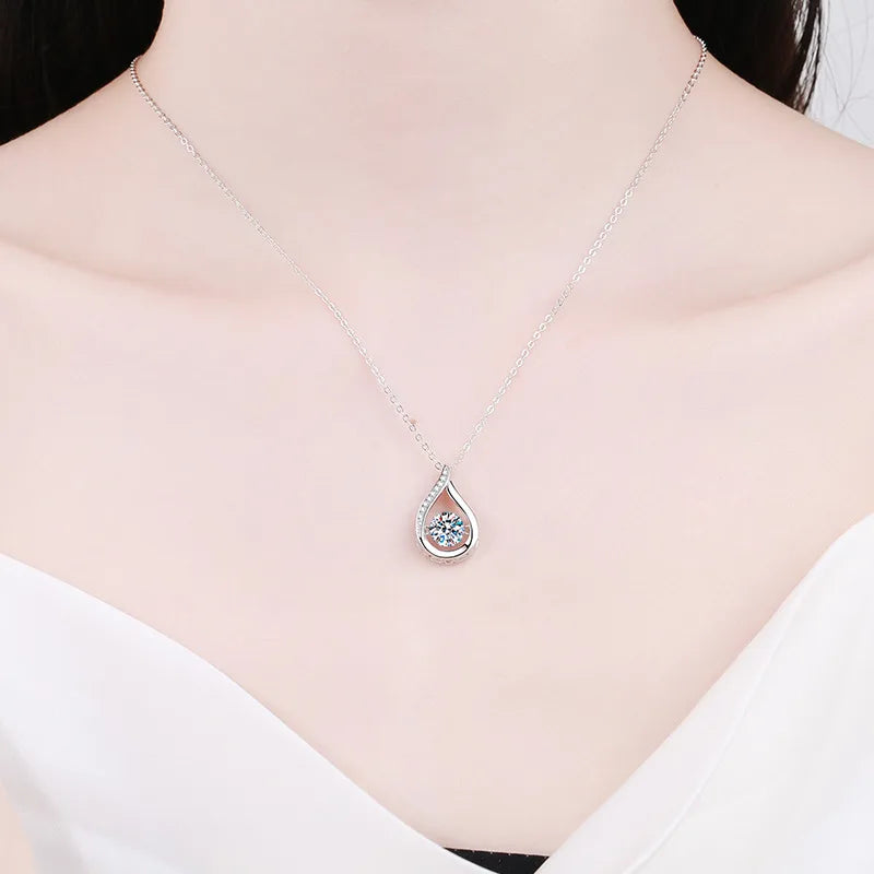 VVS1 D Color Moissanite Necklace For Women Fine Jewelry 925 Sterling Sliver Chain Plated 18k White Gold