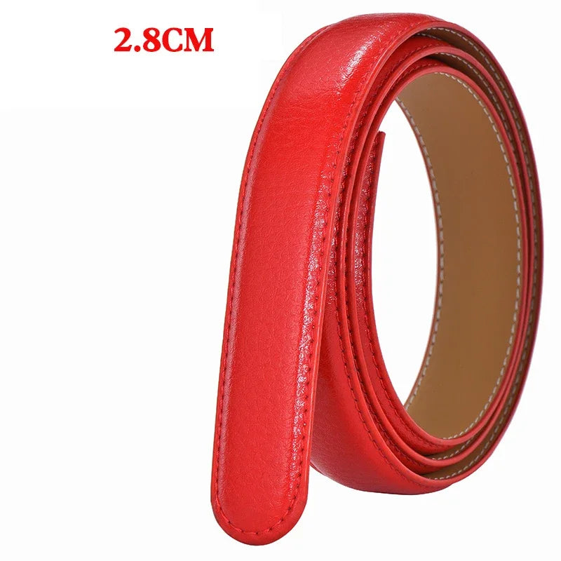Belt Body No Buckle for Automatic Buckle 2.4 2.8 3.0 3.5cm Width Leather Belts Straps Without Buckle for Men Women 4 Size Wide