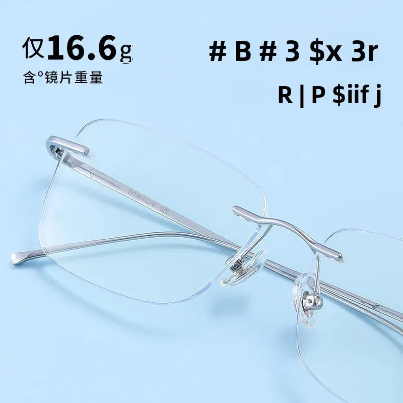 BCLEAR Classic Rimless Glasses Frame Men Ultralight Optical Prescription Eyeglasses New Pure Titanium Square Myopia Eyewear
