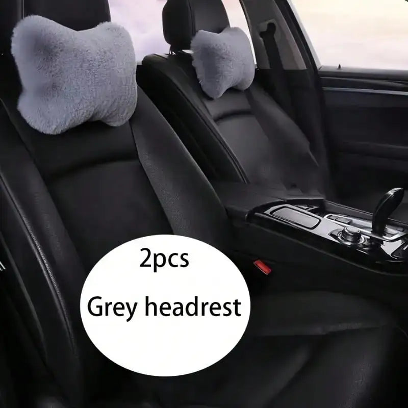 2/4pcs Luxury Plush Car Neck Pillows, Comfortable Neck Support, Faux Fur Texture, Soft Sponge Padding, Makes Traveling More Comfortable