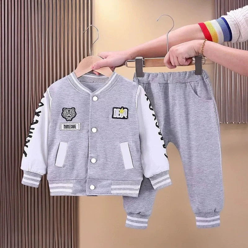Boys Baseball Clothing Suit Girls Cartoon Sets Autumn Letter Causal Outfits New Children Fashion Jacket Pants 2Pcs Kids Costume