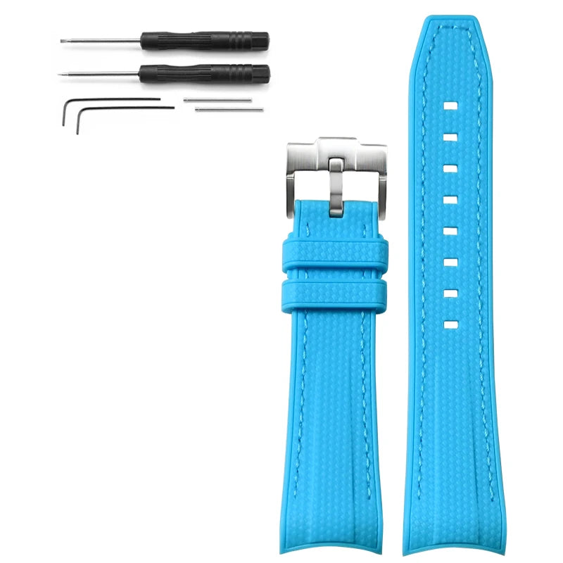 Rubber Silicone Watch Band for Swatch X Blancpain GREEN ABYSS Curved End Waterproof Sport Woven Pattern Strap Bracelet 22mm
