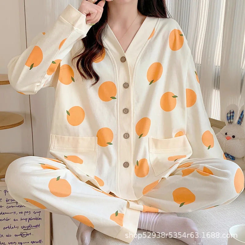 Maternity Pajamas Homewear Suit Nursing Pajamas Moon Clothes Spring and Autumn Cotton Monthly Clothing Summer Nursing Clothes
