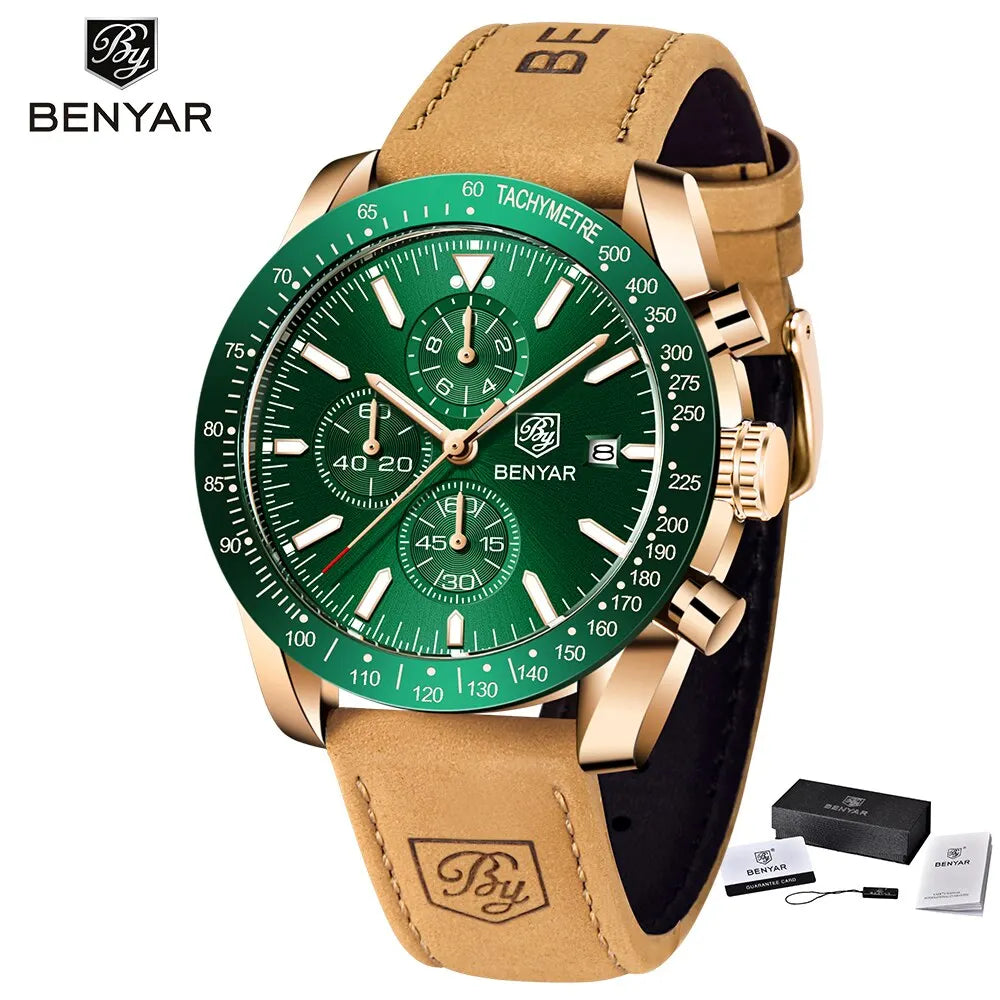 BENYAR Men Watches Brand Luxury Silicone Strap Waterproof Sport Quartz Chronograph Military Watch Men Clock Relogio Masculino