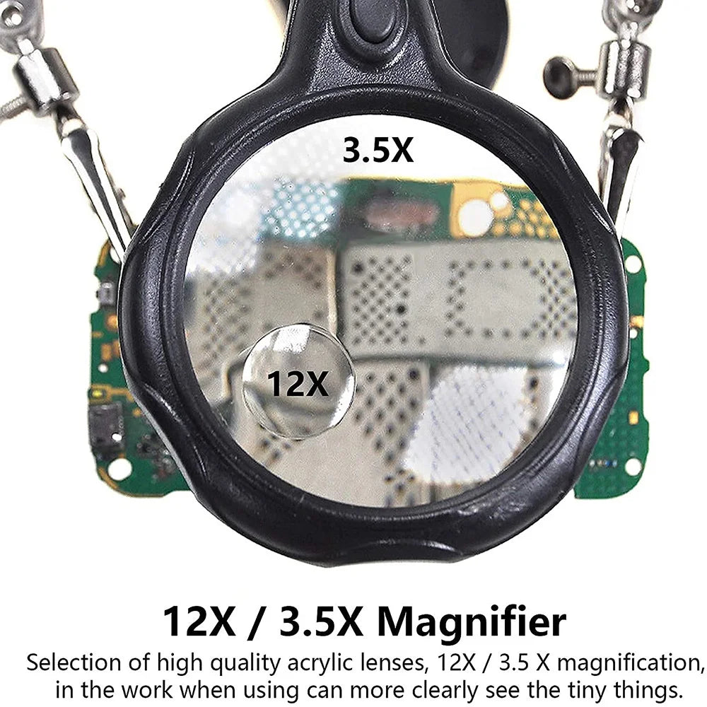 Multi-function soldering iron station Portable auxiliary clamp soldering iron with LED Magnifying glass Soldering repair tools
