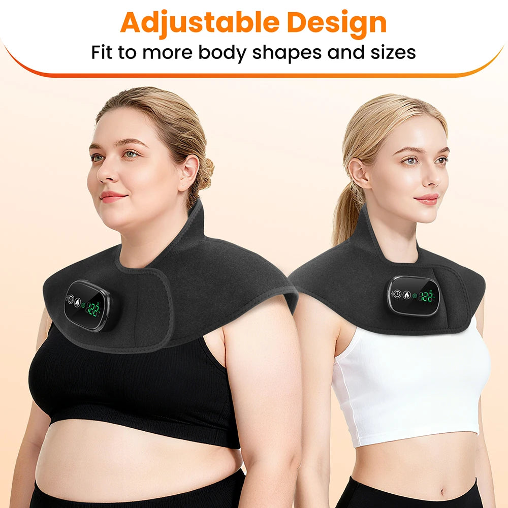 Cordless Heating Shawl Heated Pad for Neck Shoulder Joint Muscle Soreness Pain Relief LCD Display Winter 4-Level Hot Compress