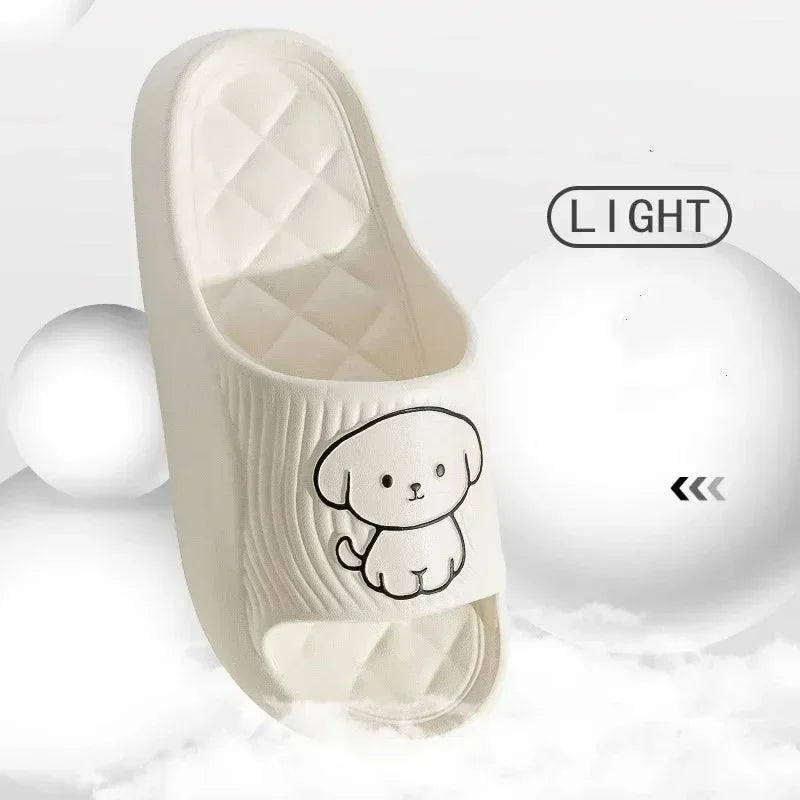 Cute Dog Couple Pillow Slippers Female Summer Wear 2024 New Bathroom Bath Non-slip Indoor Home Eva Thick Bottom Sandals