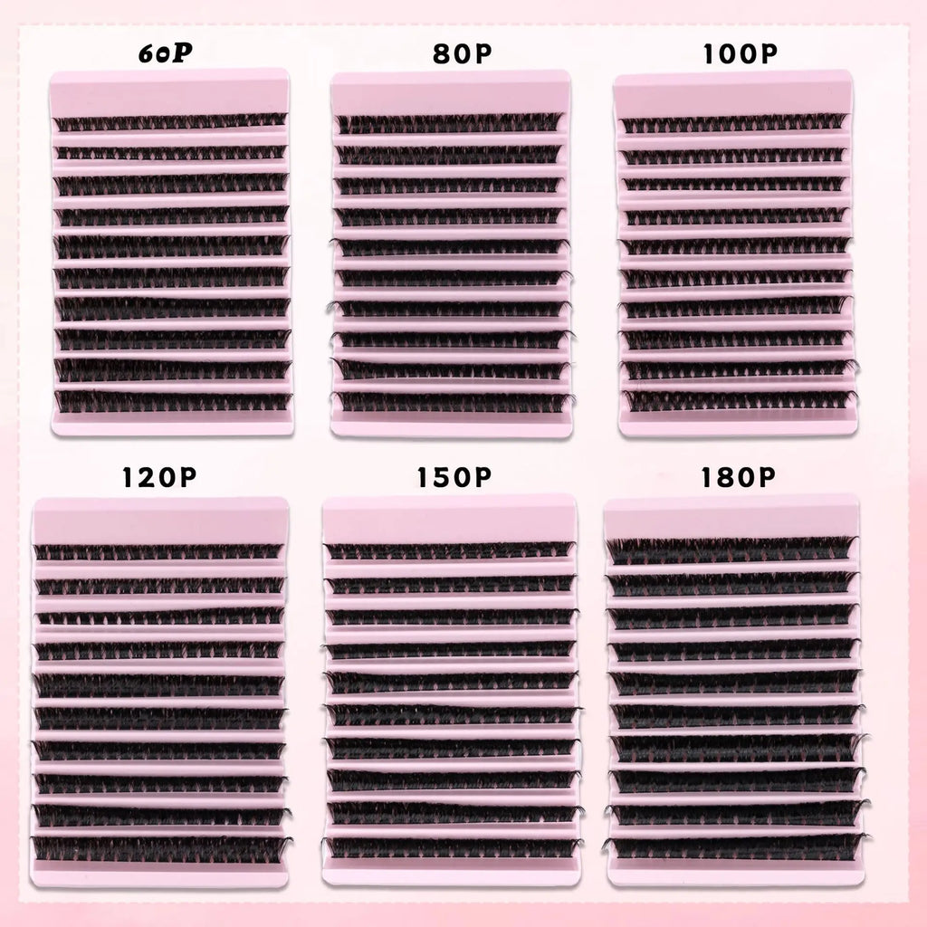 MIAOJIE 200pcs 30D Cluster False Eyelashes Set, DIY Eyelash Extensions, 0.05mm Thickness, D Curl, Mixed Lengths 8-16mm