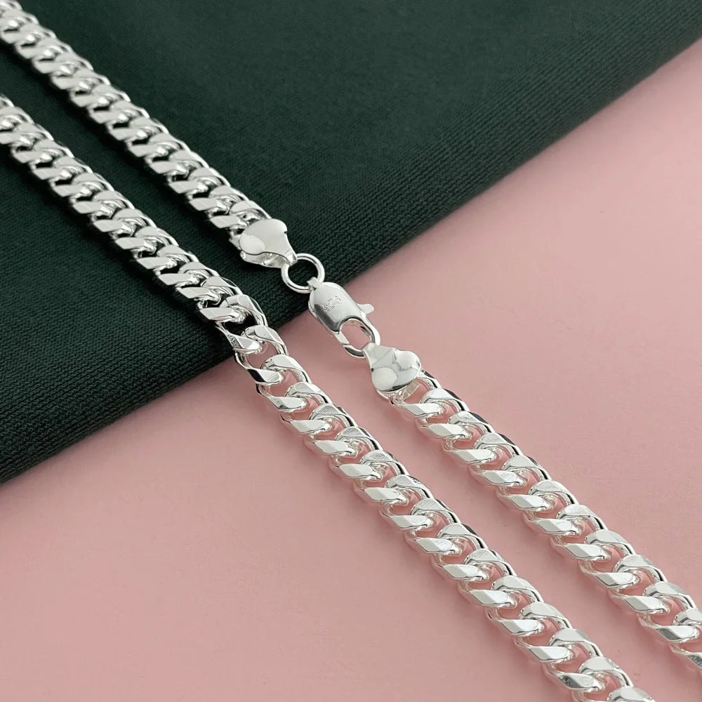 Street Hip-hop 6mm 50-65cm Cuban Side Necklace Silver & Gold S925 Sterling Silver Unisex Cool Style Full of Personality & Aura